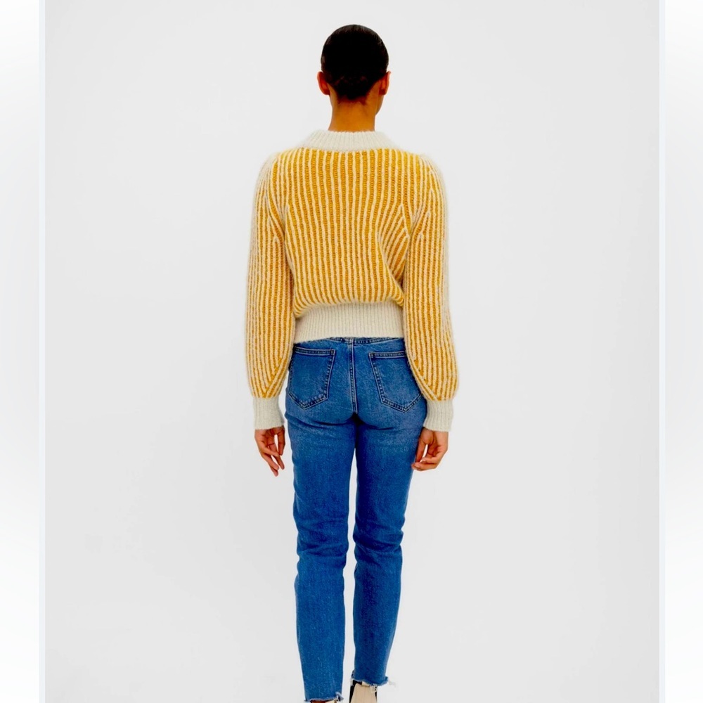Vero Moda Juliette Stripe Sweater in Birch Stripes Golden Yellow Size 2X NWT - Picture 3 of 4